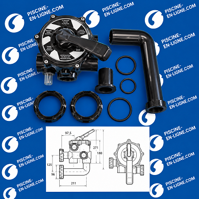 Vanne SIDE 6V 1''1/2 CLASSIC noire entraxe 125 mm astral noire 