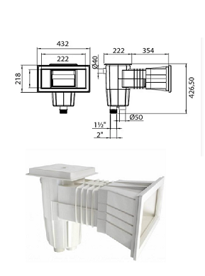 Skimmer Grande meurtriere BETON/LINER EASYLINE 15L BLANC ASTRAL