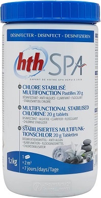 HTH SPA Chlore multifonction régulier pastilles 20 gr  1.2KG
