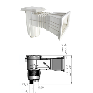 Skimmer LINER GM 15 litres BLANC PARKER STANDARD ASTRAL