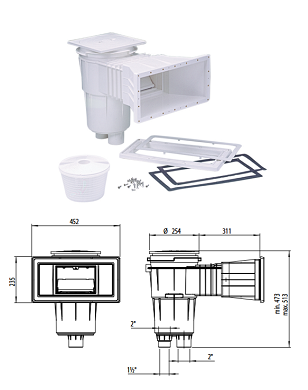 Skimmer LINER/PREFAB 17.5L GM vis parker BLANC PREST ASTRAL
