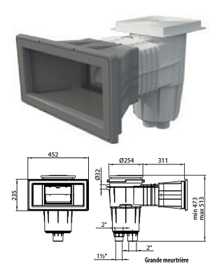Skimmer LINER/PREFAB 17.5L GM vis parker GRIS ANTHRACITE PREST ASTRAL