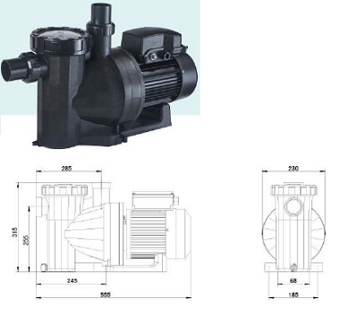 Pompe noire 1.5 CV MONO 1.10 KW / 20 M3/H