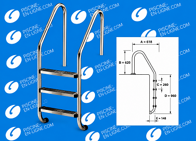 Echelle STANDARD INOX  3 marches D.43
